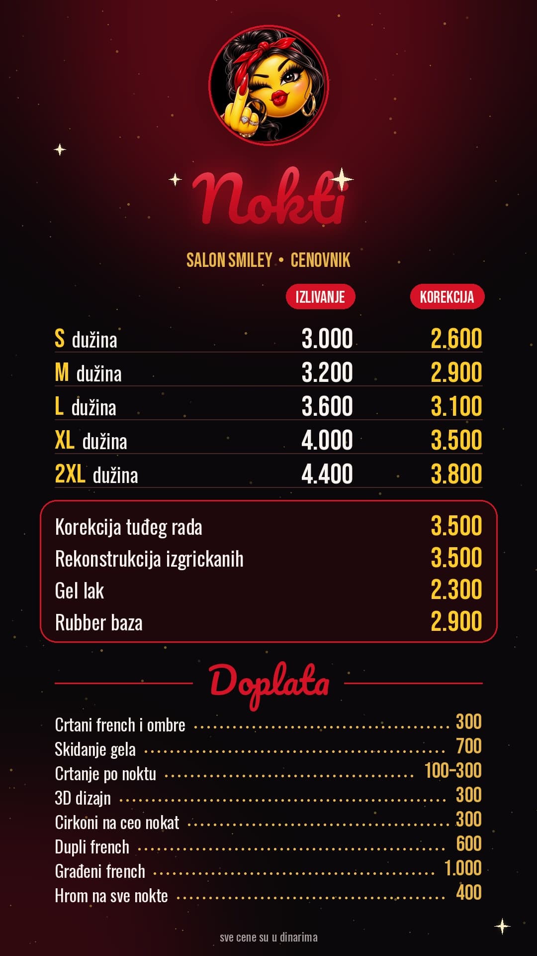 Cenovnik — nokti